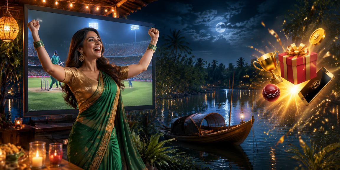 সুন্দরবন পটভূমিতে বেটিংয়ের জন্য ক্রিকেট ম্যাচ দৃশ্য